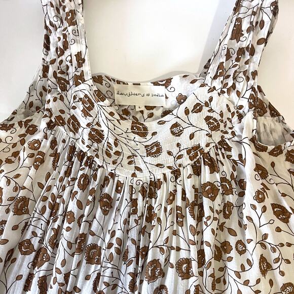 Daughters of India Bohemian Floral Maxi Dress - Cream and Brown - Picture 9 of 13